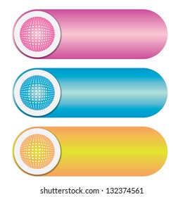 three abstract buttons