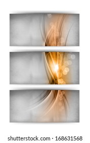 three abstract card with one gold element