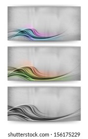 three abstract card with various color