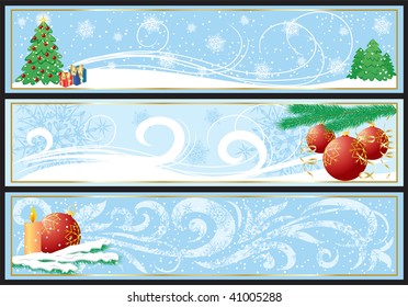 Three abstract Christmas banners, illustration