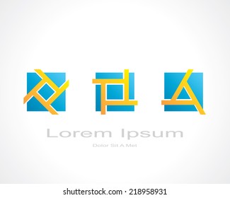 three abstract colored symbols. template logo design. vector eps8