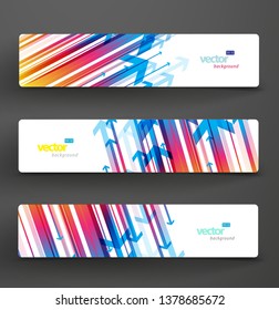 Three abstract colorful arrows background banners.