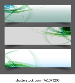Three abstract design banners web template. Vector