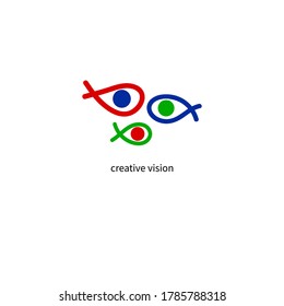 Three abstract eyes icon. Symbol of creativity