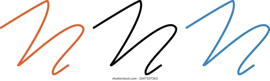 Three abstract, flowing strokes are depicted against a white background. 