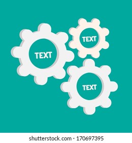 Three abstract gear and cog wheels. Template.  Flat design. Vector illustration.