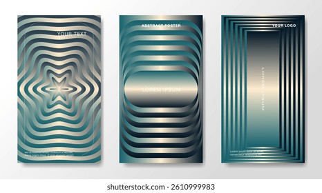 Three abstract gradient geometric backgrounds for covers, presentations, banners, etc.