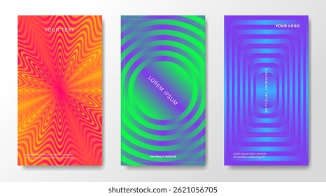 Três fundos geométricos de gradiente abstrato para capas, apresentações, banners, etc.