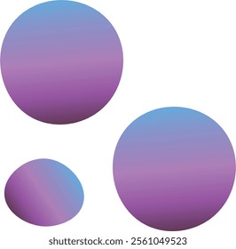 Three abstract gradient spheres in pink and blue tones, varying in size, displayed on a white minimalist background.