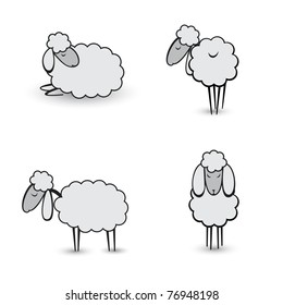 Three abstract gray sheep.  Illustration on white background