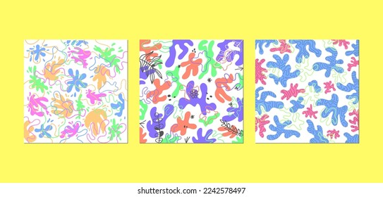 Three abstract hand-drawn backgrounds converted to vector, can be used for wall hangings, product patterns and more