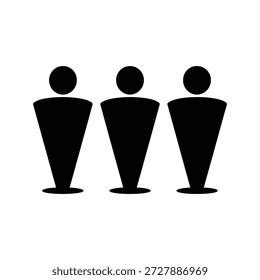 Tres figuras humanas abstractas de pie en una fila