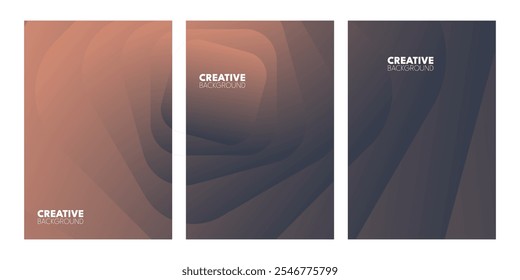 Three abstract, layered, color gradient backgrounds. Warm and cool tones.