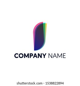 Three abstract leaves  with different color. Logo for company, corporate