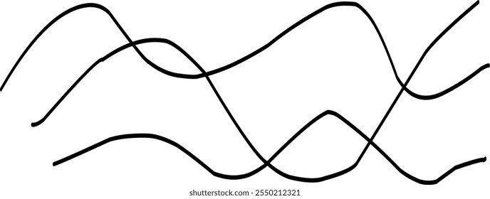 three abstract lines forming a mountain. Dynamic minimalist concept one line drawing graphic design vector illustration