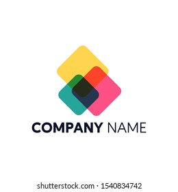Three abstract logo with different color. Colorfull logo with rectangle shape