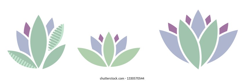 Three abstract plants, a little bit like succulents with pointy leaves