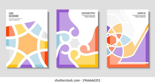Conjunto de tres estilos retro abstractos que cubren el fondo, con una disposición de formas geométricas. Con la composición de color adecuada, para cubiertas, carteles, folletos, presentaciones, etc