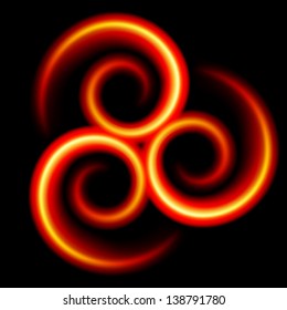 Three an abstract Red Swirls. Illustration on black