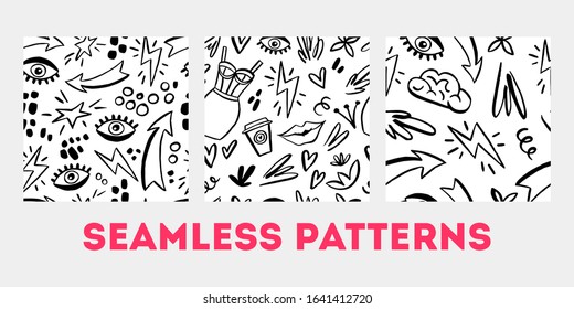 English Language Hand Drawn Doodles Lettering Stock Vector Royalty Free 1254591847 