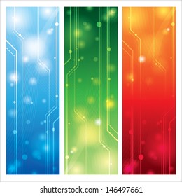 Three Abstract technical background vector