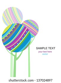 Three abstract  trees with colorful stripes isolated on white.Place for your text. Vector