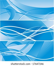 three abstract vector backdrops in blue colors
