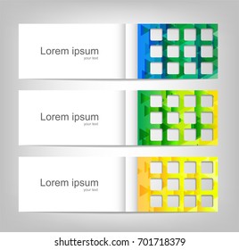 Three abstract vector banner colorful pattern vector on white background