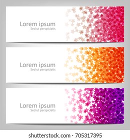 Three abstract vector banner colorful pattern on white background