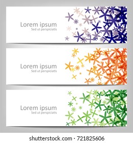 Three abstract vector banner colorful pattern on white background