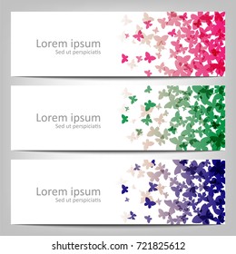 Three abstract vector banner colorful pattern on white background