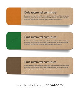 Drei abstrakte alte Papierbanner/Aufkleber/Abzeichen mit Druckdekoration