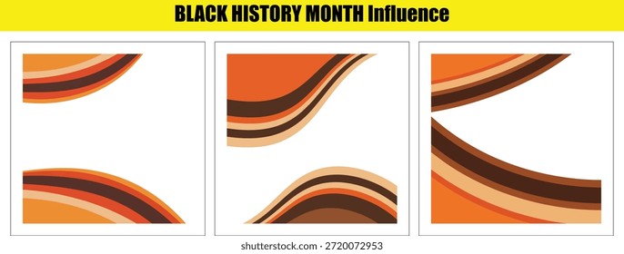 Three abstract with wavy lines in shades of orange brown and beige on white background