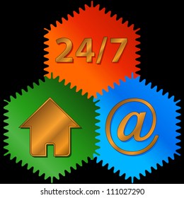 Three abstract web of an icon on a black background