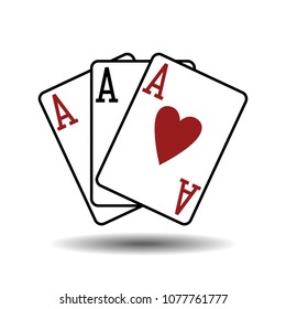 Three aces playing cards vector illustration