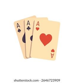 Estilo plano vetorial de três Aces Playing Cards