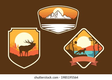 three adventure emblems set icons