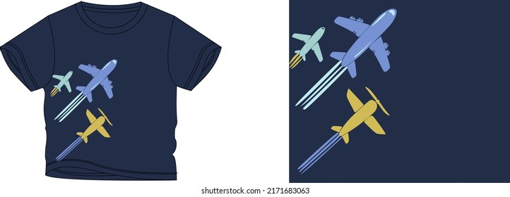 three aeroplan t-shirt design background color is a blue and t-shirt color is a blue beautiful color and beautiful design