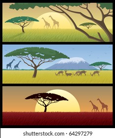 Three African landscapes. Good for using as banners. 