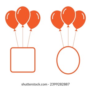 Drei-Luft-Ballon-Gruppe Symbol mit Rahmenbanner