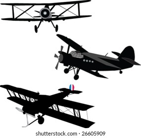 three aircrafts silhouette - vector