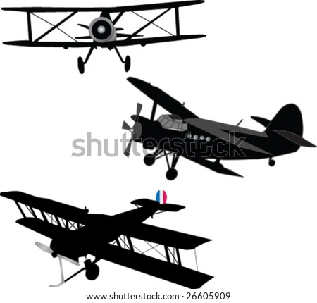 three aircrafts silhouette - vector