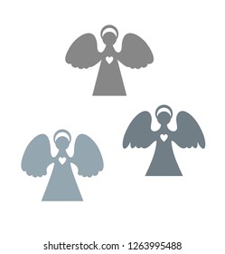 Three angels cut patterns. Paper angels is a simple form for cutting. Christmas angels with a heart.