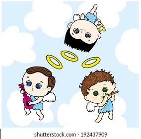 The three angle boys are playing music.