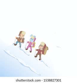 three animals climbing snow mountains vector