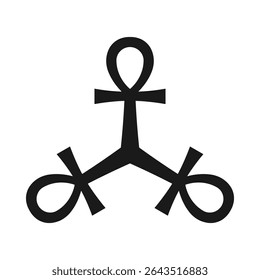 Três ankh ícone de símbolos cruzados egípcios. Um hieróglifo originário do Egito Antigo que representa a vida, a imortalidade e a reencarnação.
