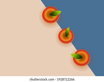 Three apples arranged in a line. Vector illustration with clean lines and modern color tones.