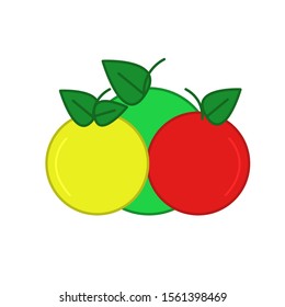 Three apples of three colors red yellow and green isolated on a white background vector