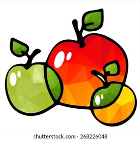 Three apples isolated on a white background.