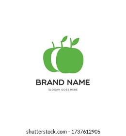 Three apples with one negative space in the middle creative logo icon sign design concept. Vector illustration isolated on white
